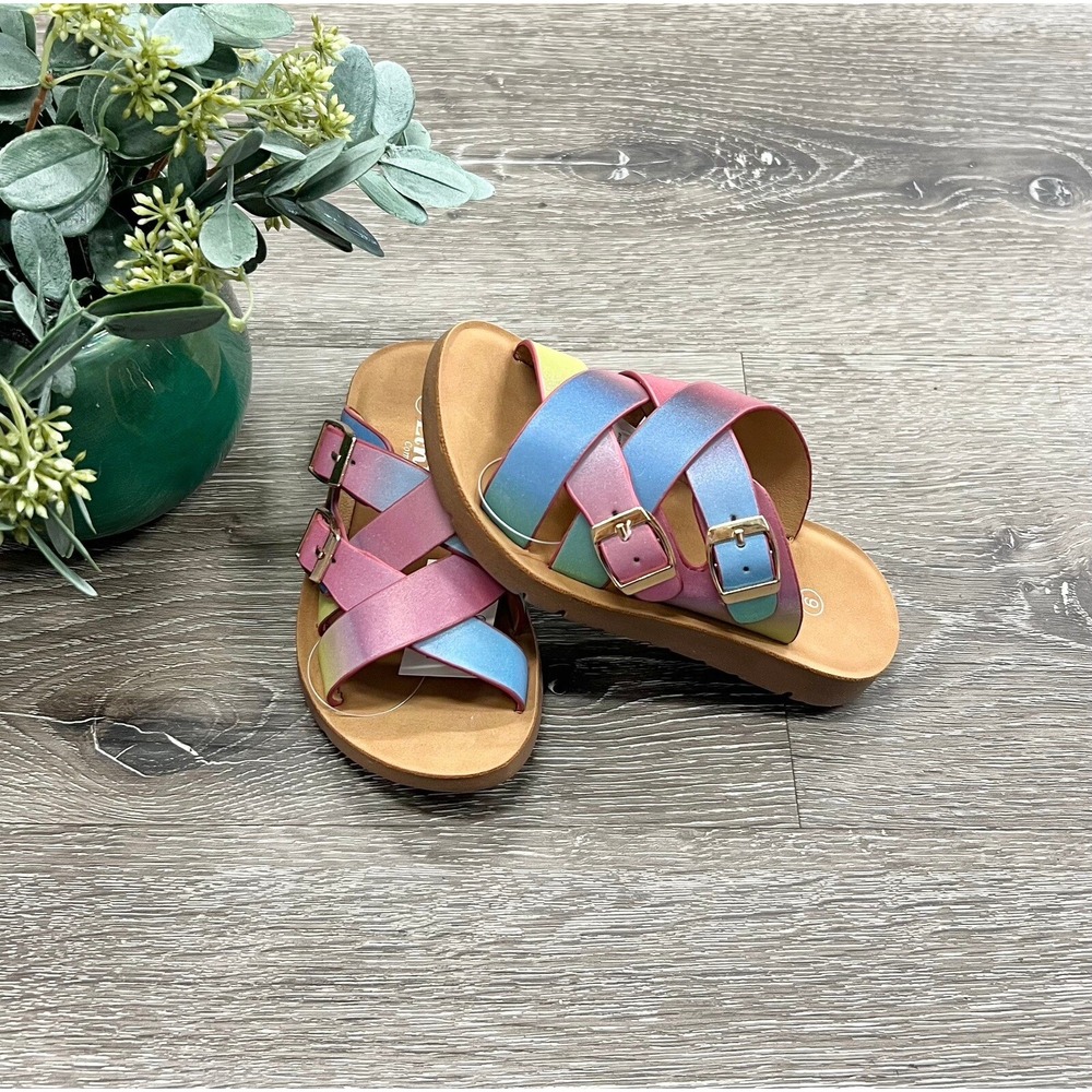 Girls Boutique Shimmer Rainbow Sandals Toddler Size 9 NEW